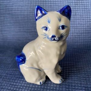 Hand-painted Vintage Porcelain Cat Figurine
